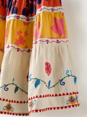 Zara Girls Boho Tiered Embroidered Skirt